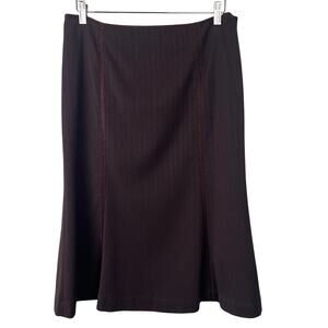 Sigrid Olsen Women's Size 8 Chocolate Brown Trumpet‎ Stretch Midi Skirt